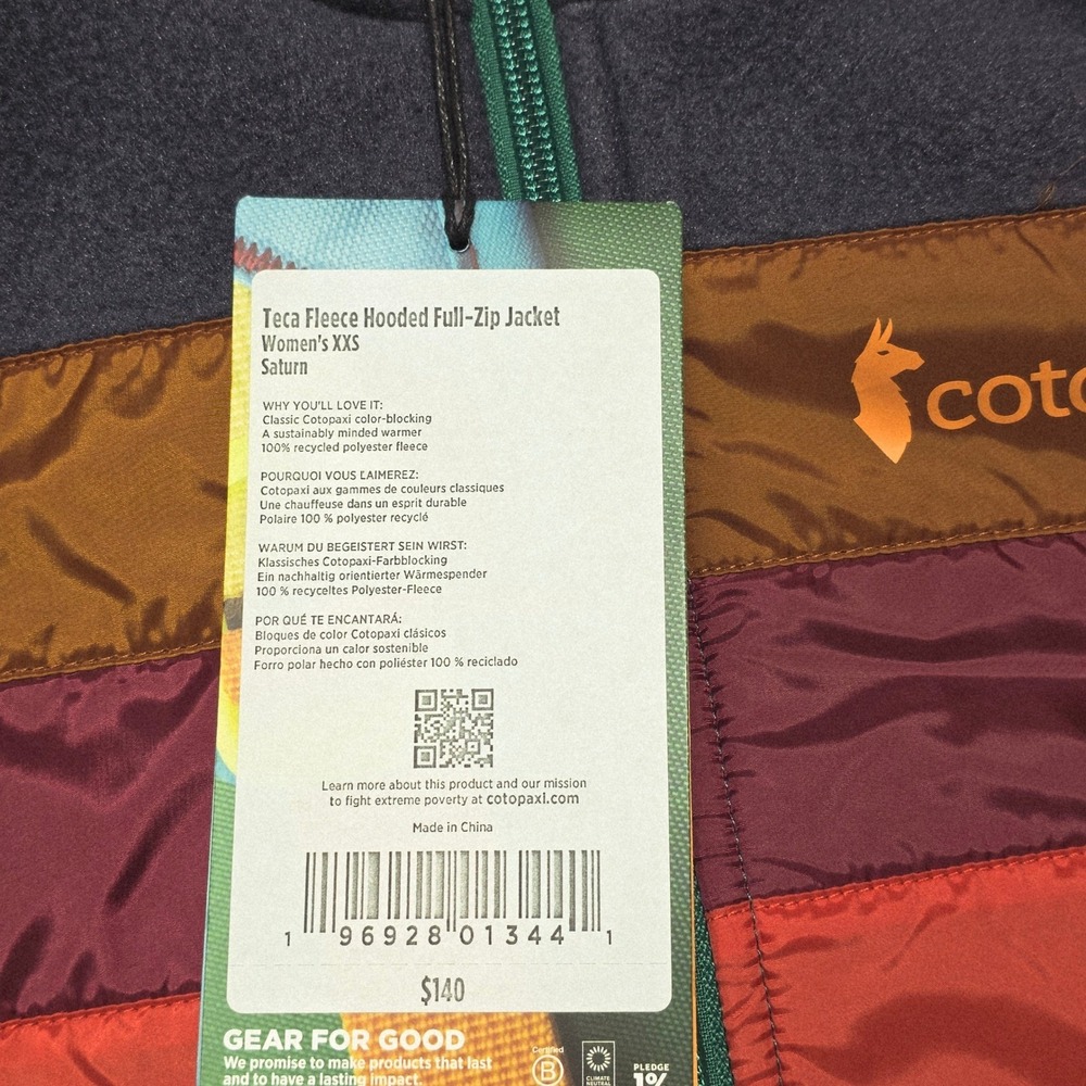 NEW Cotopaxi Women's XXS Teca Fleece Hooded Full-Zip Jacket Saturn Colorblock - Picture 6 of 10